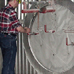 Engineer inspecting plant equipment