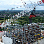 Cranes erecting equipment at EfW plant