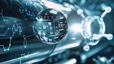 Abstract depiction of a hydrogen molecule