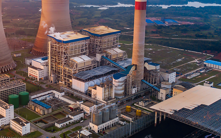 aerial view of a power plant